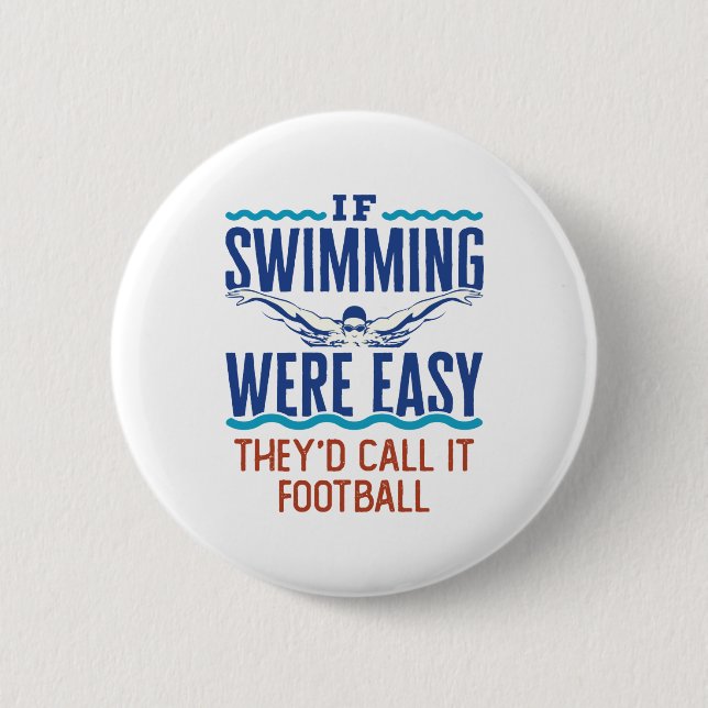If Swimming Were Easy Funny Swim Team Quote 6 Cm Round Badge (Front)