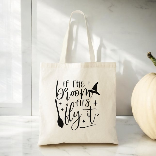 If the Broom Fits then Fly It Funny Halloween Tote Bag (Creator Uploaded)