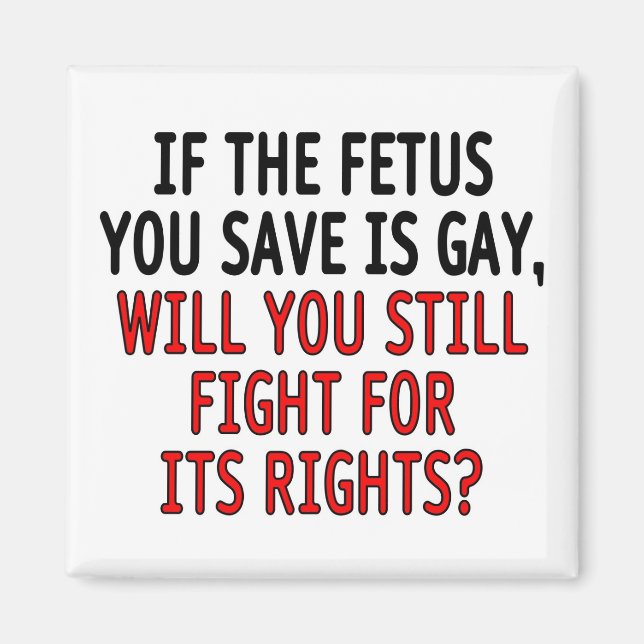 If the foetus you save is gay... magnet (Front)