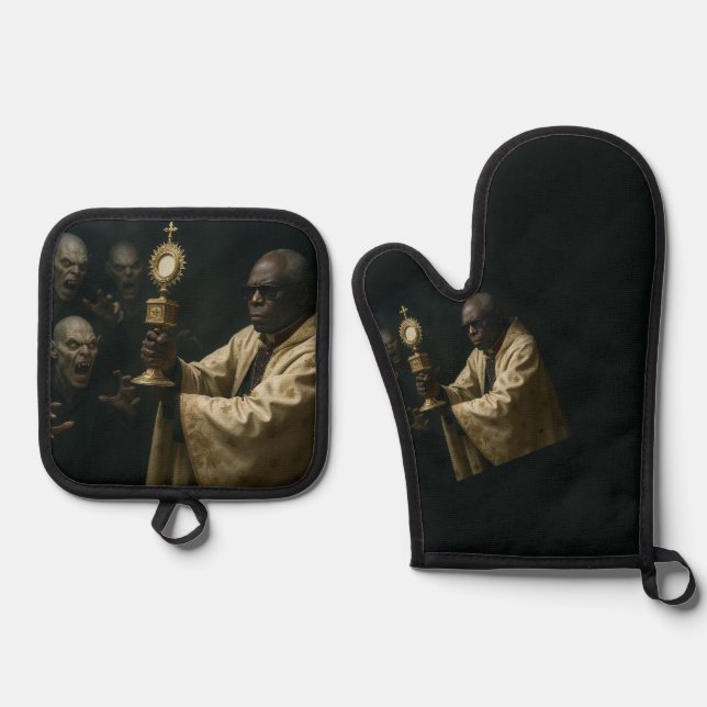 'If the Pope were Blade' Oven Mitt & Pot Holder Set (Front)