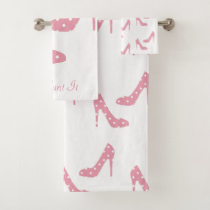 If The Shoe Fits Pink Bath Towel Set