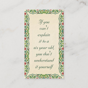 If you can't explain it to a six year old business card
