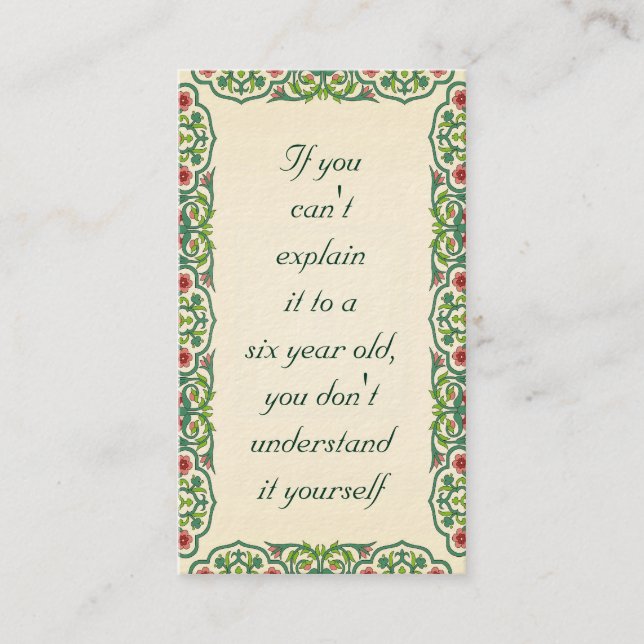 If you  can't  explain  it to a  six year old business card (Front)