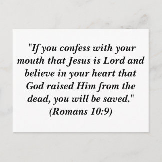 "If you confess with your mouth that Jesus is Lord Postcard
