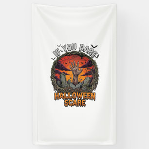 If You Dare Halloween Scare Zombie Hand Tombstone_ Banner