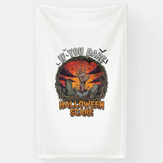 If You Dare Halloween Scare Zombie Hand Tombstone_ Banner