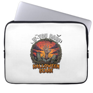 If You Dare Halloween Scare Zombie Hand Tombstone_ Laptop Sleeve