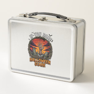 If You Dare Halloween Scare Zombie Hand Tombstone_ Metal Lunch Box