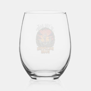 If You Dare Halloween Scare Zombie Hand Tombstone_ Stemless Wine Glass