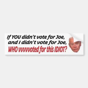 If you didn't vote for Joe and I didn't vote for J Bumper Sticker
