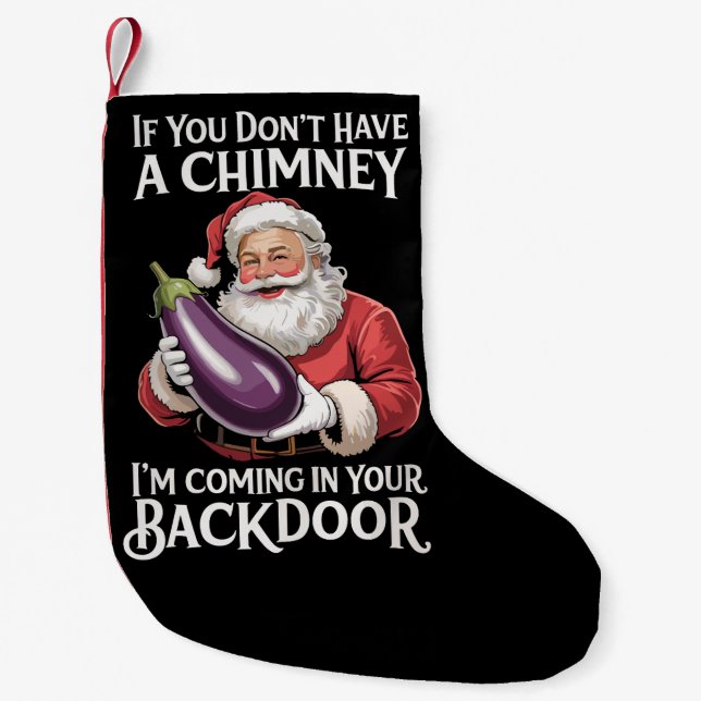 If You Don't Have Chimney I'm Coming In Your Back Small Christmas Stocking (Front)