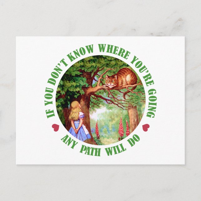 IF YOU DON'T WHERE YOU'RE GOING, ANY PATH WILL DO POSTCARD (Front)