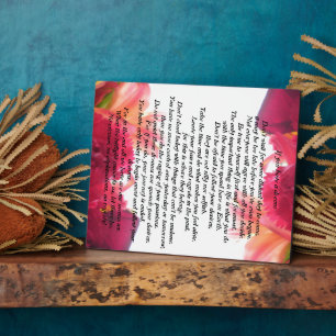 If you have a dream poem Flowers theme Plague Plaque