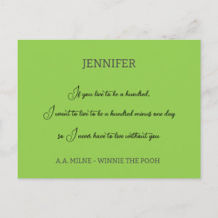 If you live to be 100 inspired quote personalised postcard
