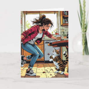 If you Need me, Call Me!   Funny Coffee and Cat Card