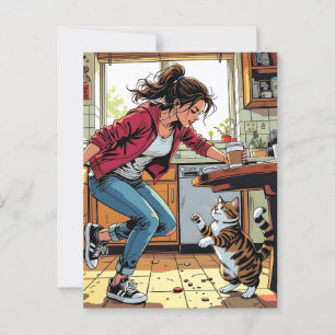 If you Need me, Call Me!   Funny Coffee and Cat Postcard