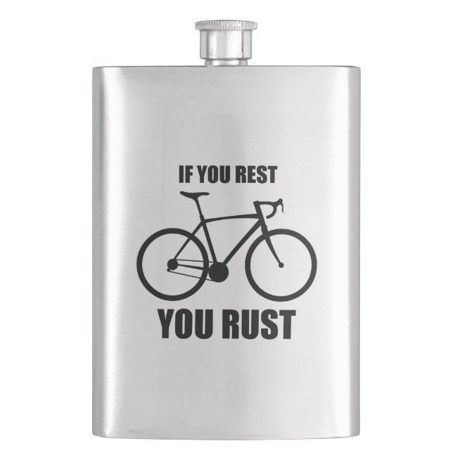 If You Rest You Rust Cycling Hip Flask (Front)