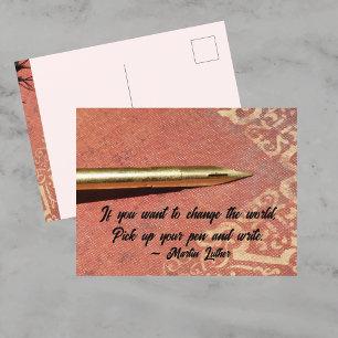 If You Want to Change The World Writing Quote Postcard