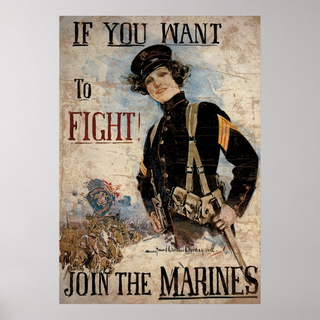 If You Want To Fight Join The Marines Poster (Front)