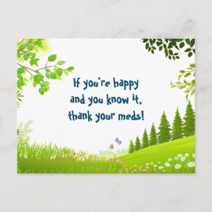 If you're happy and you know it joke trees postcard