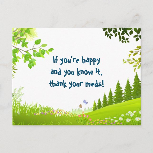 If you're happy and you know it joke trees postcard (Front)