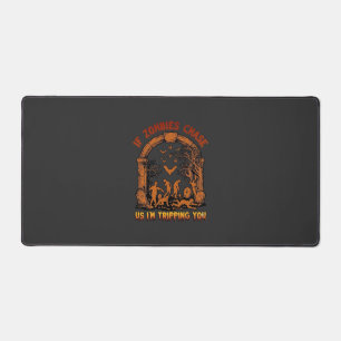 If Zombies Chase Us Im Tripping You Graveyard Bats Desk Mat