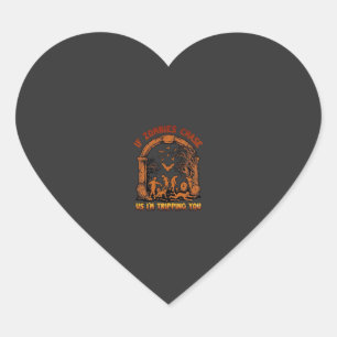 If Zombies Chase Us Im Tripping You Graveyard Bats Heart Sticker