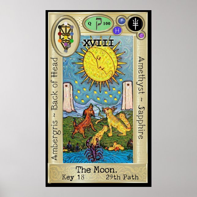 Ifdawn Deepdream Tarot Key 18 ~ The Moon Poster (Front)