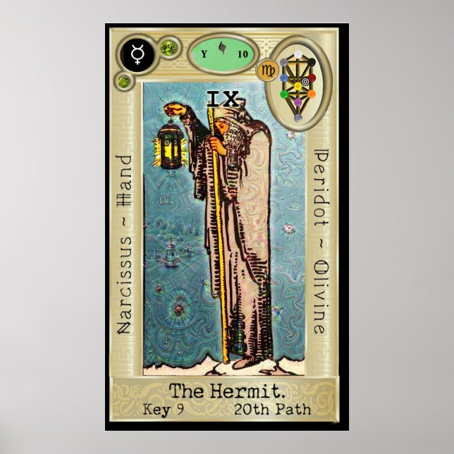 Ifdawn Deepdream Tarot Key 9 ~ The Hermit Poster (Front)