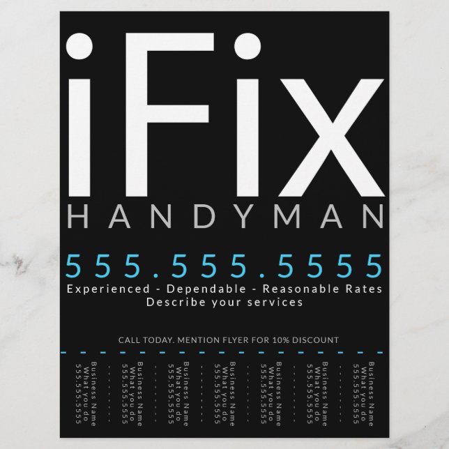iFix. Handyman Repair Business Customisable Flyer (Front)