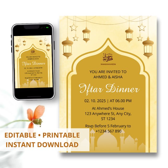 Iftar dinner invitation ramadan mosque gold (Creator Uploaded)