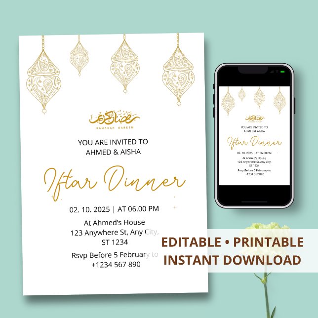 Iftar dinner invitation ramadan with lentern (Creator Uploaded)