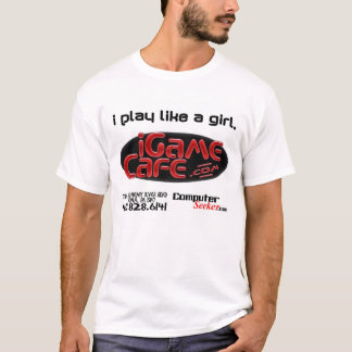 iGameCafe - i play like a girl (large text) T-Shirt