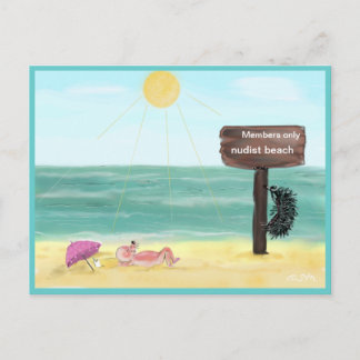 Igel FKK / hedgehog nudist, Postcard