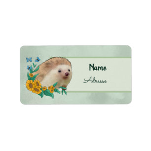 Igel mit Blüten  Label