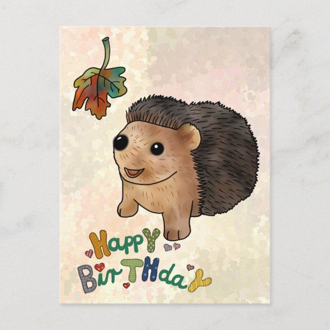 Igel und Blatt Postcard (Front)