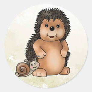 Igel und Schnecke Classic Round Sticker