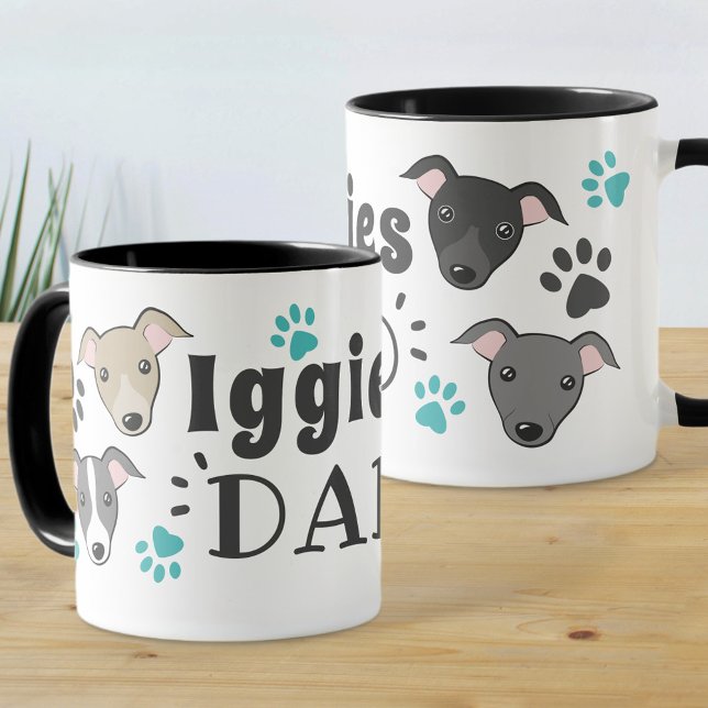 Iggies Dog Dad Italian Greyhound Cute Paws Cartoon Mug (Creator Uploaded)