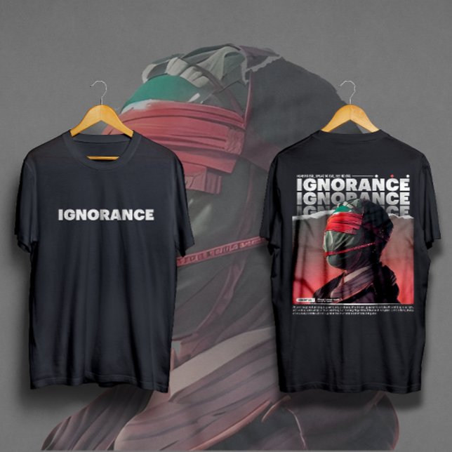 IGNORANCE masked face Brutalism Streetwear T-Shirt (Creator Uploaded)