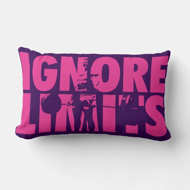 IGNORE LIMITS - Women's Weightlifting Motivational Lumbar Cushion (Front)