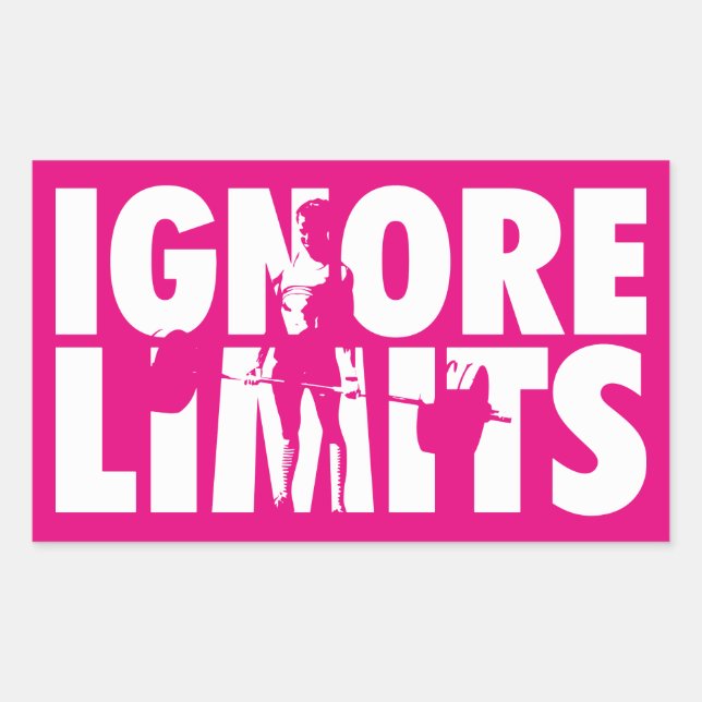 IGNORE LIMITS - Women's Weightlifting Motivational Rectangular Sticker (Front)