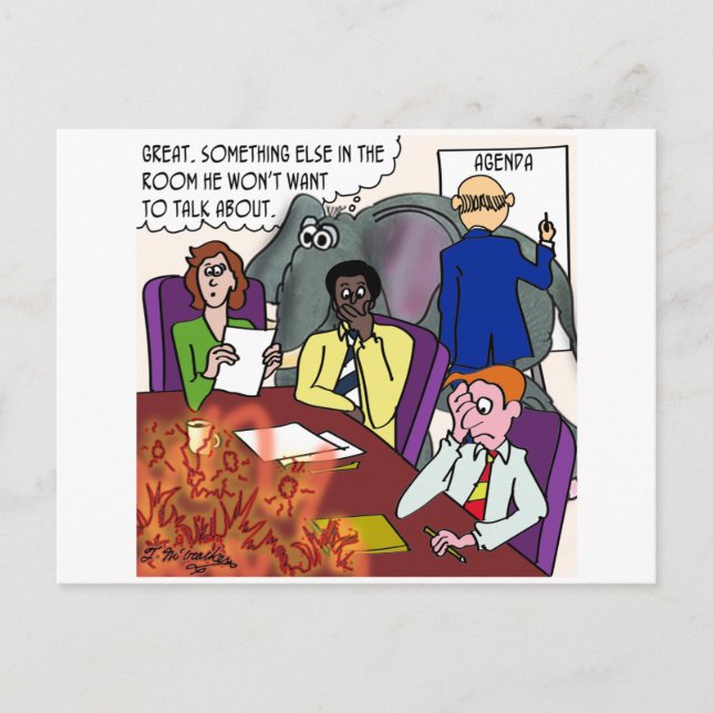 Ignoring the Elephant & the Fire in the Conference Postcard (Front)