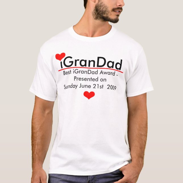 iGranDad - Customised With Red Hearts and Line T-Shirt (Front)