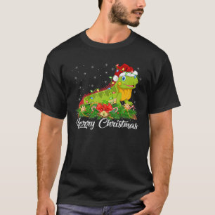 Iguana Animal Lover Matching Santa Hat Iguana Chri T-Shirt