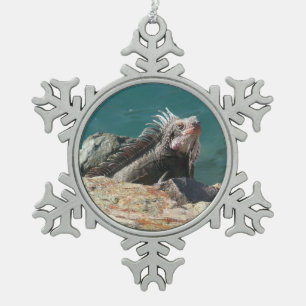Iguana at St. Thomas Snowflake Pewter Christmas Ornament