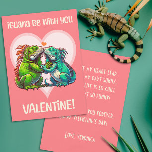 Iguana Be With You Cute Funny Valentine Holiday Card