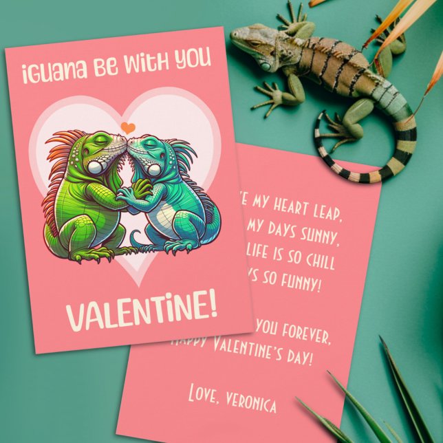 Iguana Be With You Cute Funny Valentine Holiday Card (Creator Uploaded)