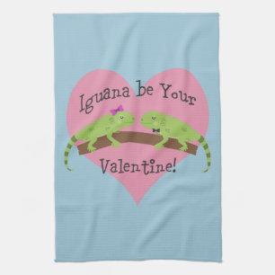 Iguana be your Valentine Tea Towel