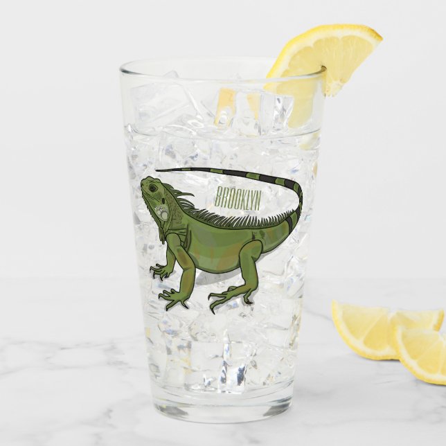 Iguana cartoon illustration   glass (Back Ice)
