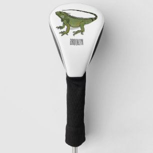 Iguana cartoon illustration golf head cover